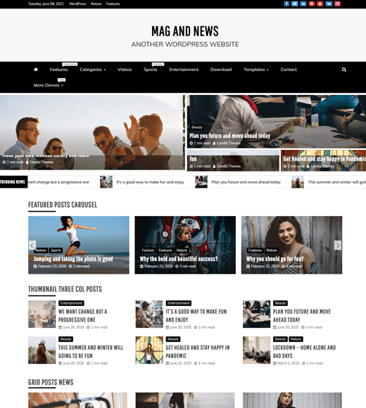 Wyrafinowany magazyn Darmowe motywy czasopism WordPress z suwakiem