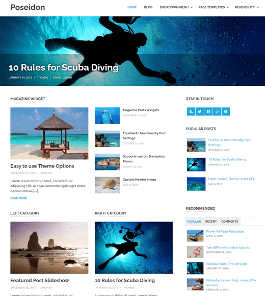 Poseidon Darmowe motywy WordPress Magazine