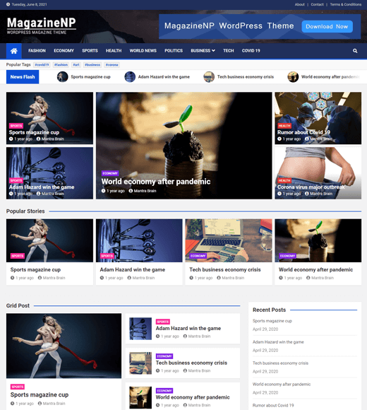 Magazyn NP Darmowe szablony czasopism dla WordPress
