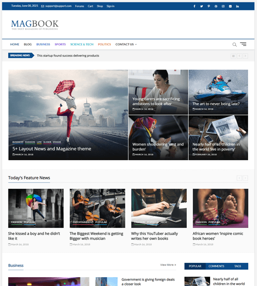 MagBook Magazine Szablon Darmowy WordPress