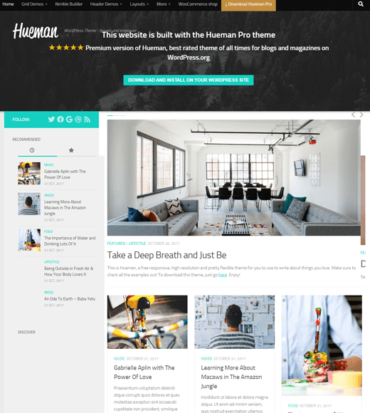 Hueman Darmowe motywy WordPress Magazine