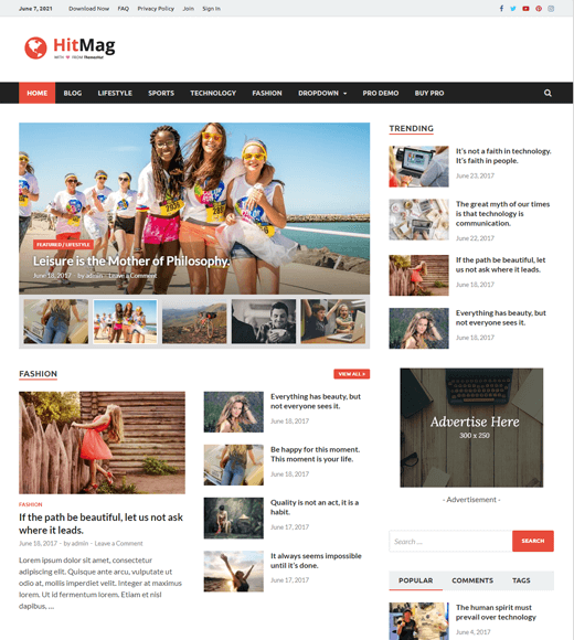 HitMag Darmowe motywy magazynu WordPress z przestrzenią reklamową
