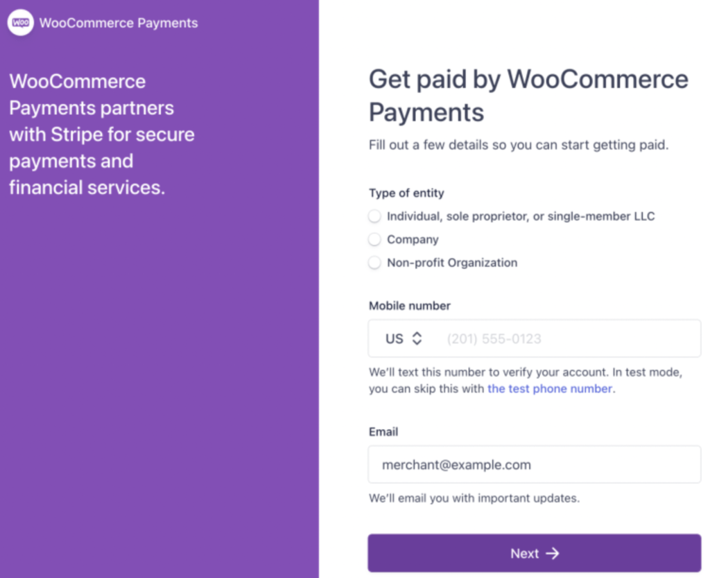Zweryfikuj swoje dane, aby zakończyć konfigurację Płatności WooCommerce.