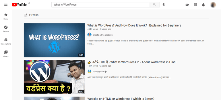 Kanał YouTube wsparcia WordPress