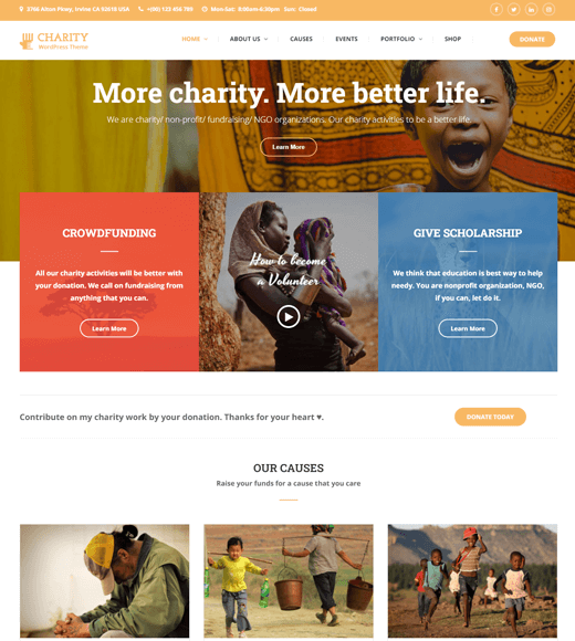 Charitix 非盈利 WordPress 主題