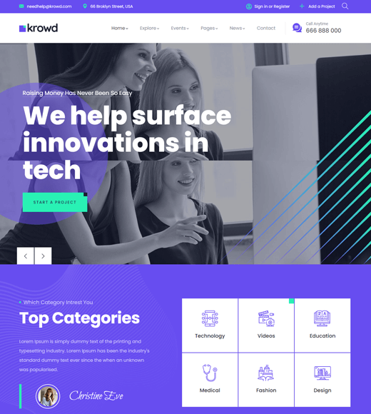 Krowd 非營利和慈善 WordPress 主題