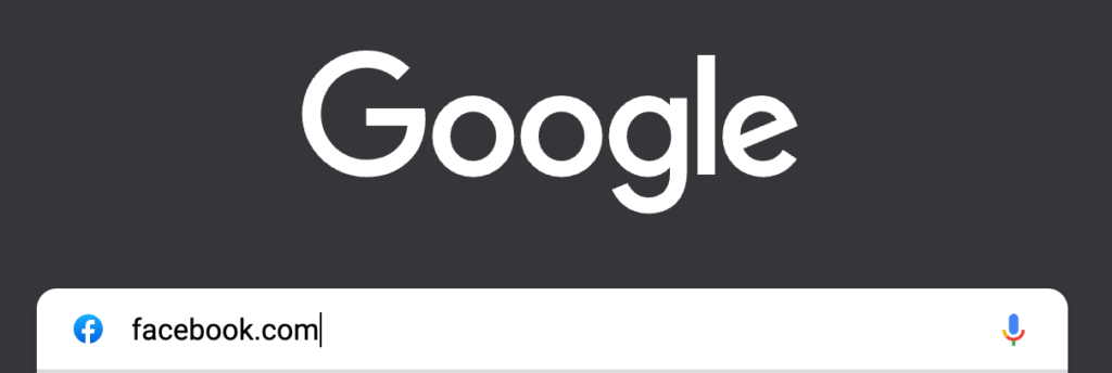 在 Google 中的 Facebook.com 搜索。