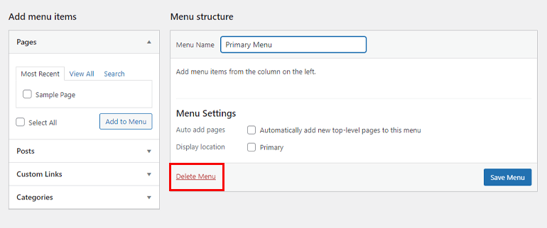 Elimina menu