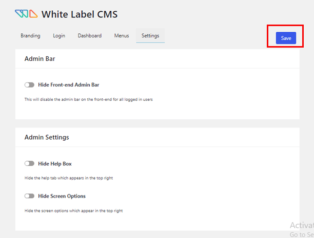 Impostazione CMS White Label