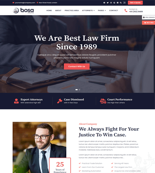 Il miglior tema gratuito per lo studio legale di WordPress Bosa