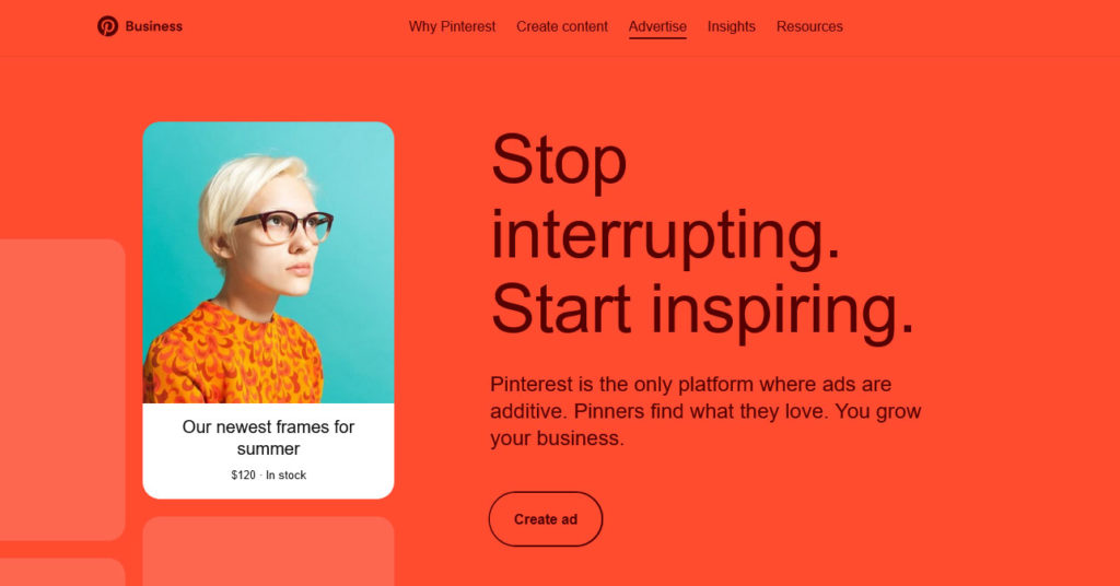 la piattaforma aziendale pinterest smetti di interrompere inizia lo slogan ispiratore