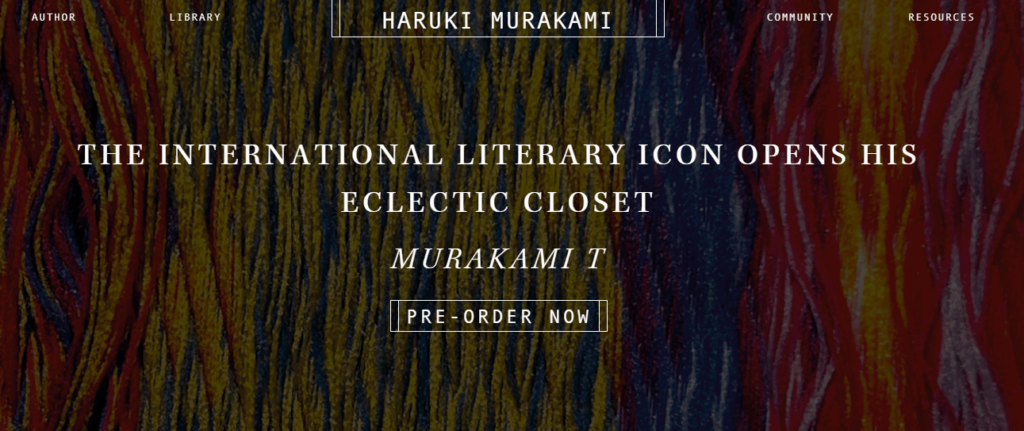 Pagina di destinazione del sito Web di Haruki Murakami