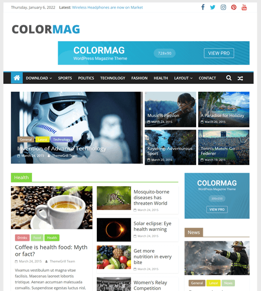 Demo del tema ColorMag