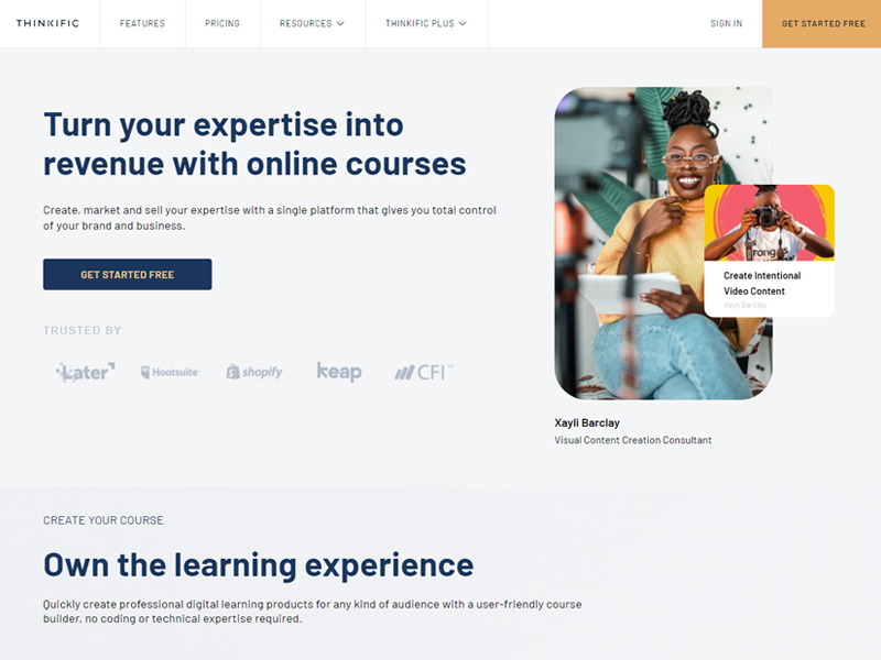 Thinkific: piattaforma di corsi online