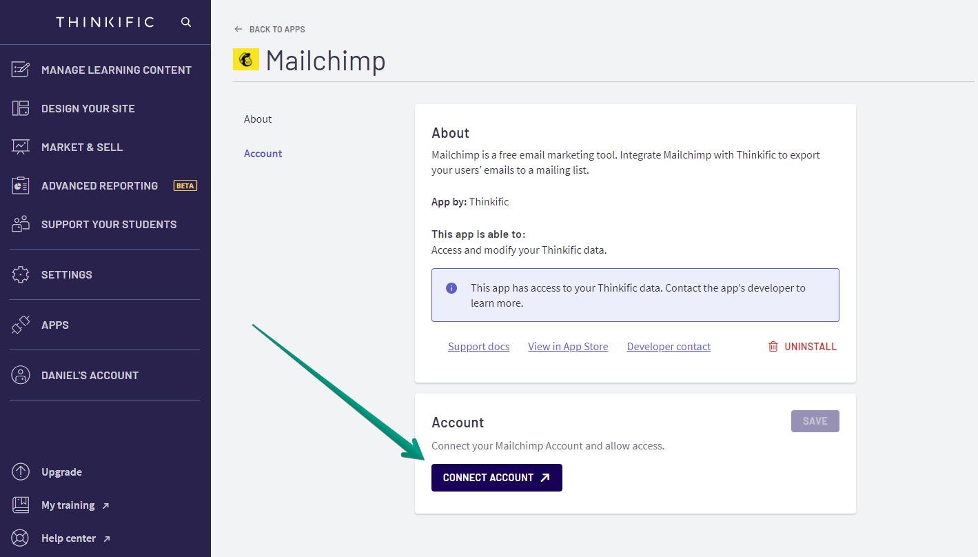 Integrazione Thinkific Mailchimp