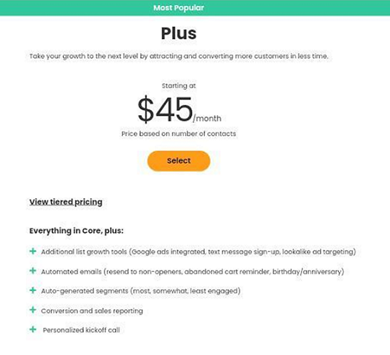일정한 접촉 플러스 가격