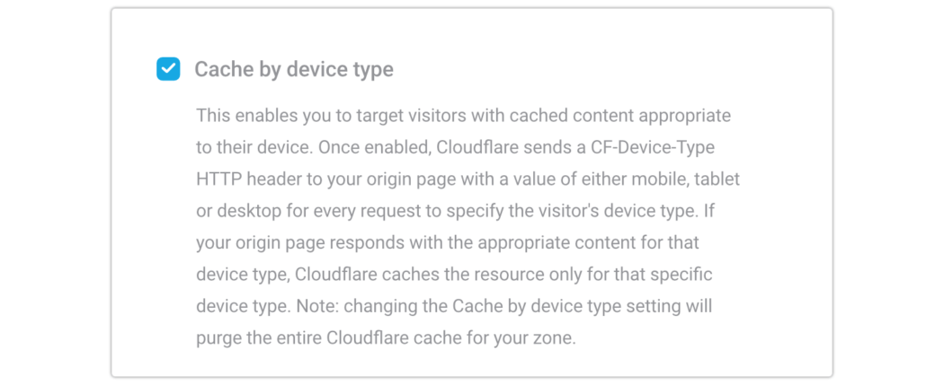 Caché Hbird y CF por dispositivo
