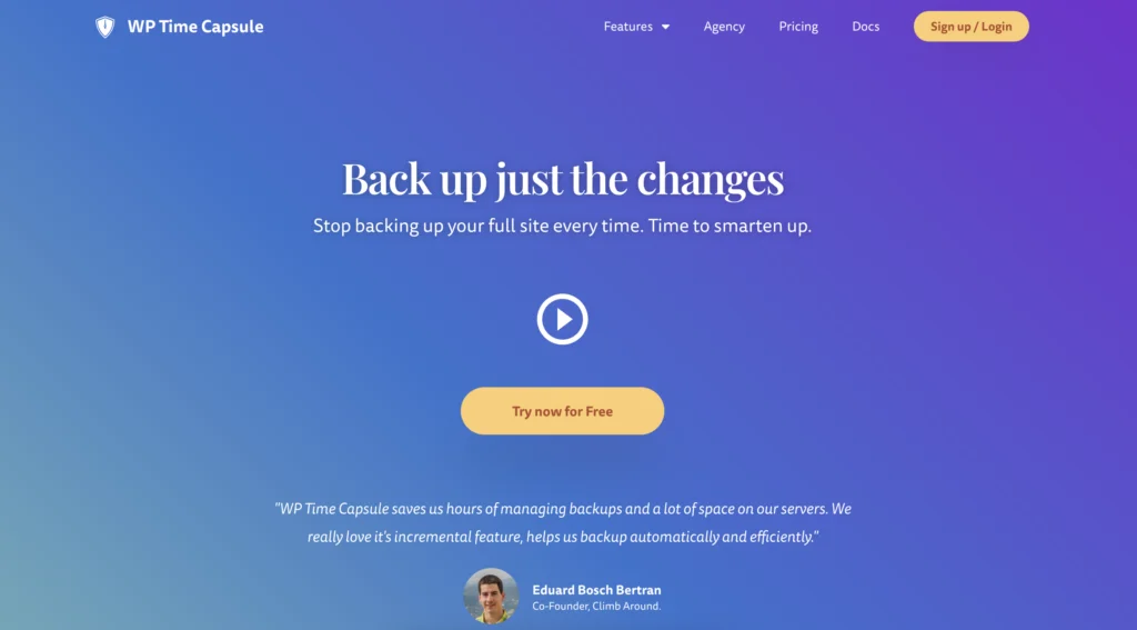 WP Time Capsule - plugin cadangan wordpress terbaik
