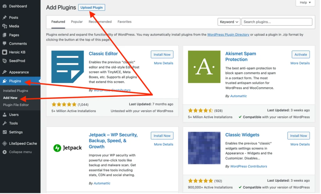 criar site de base de conhecimento - Adicionando plugins ao WordPress