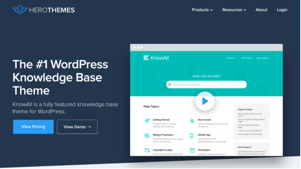 Tema KnowAll do HeroThemes para criar um site de base de conhecimento usando o WordPress