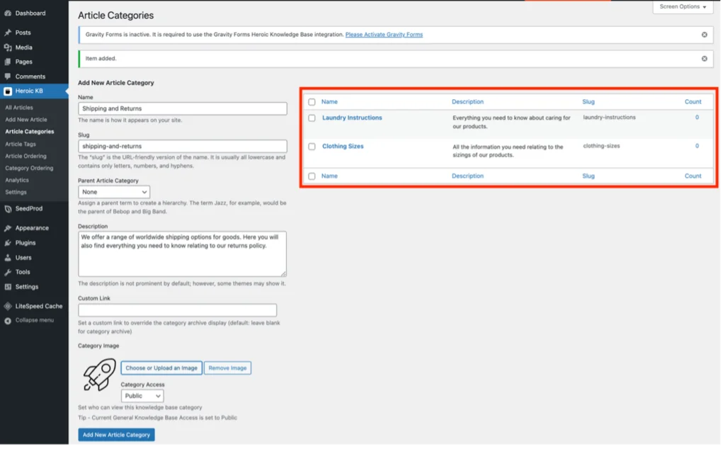 criar site de base de conhecimento - A lista de categorias de artigos