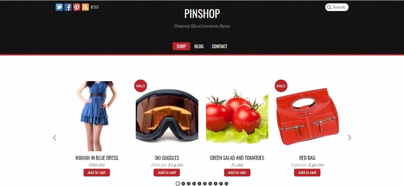 Pinshop - 전자 상거래 테마와 같은 Pinterest
