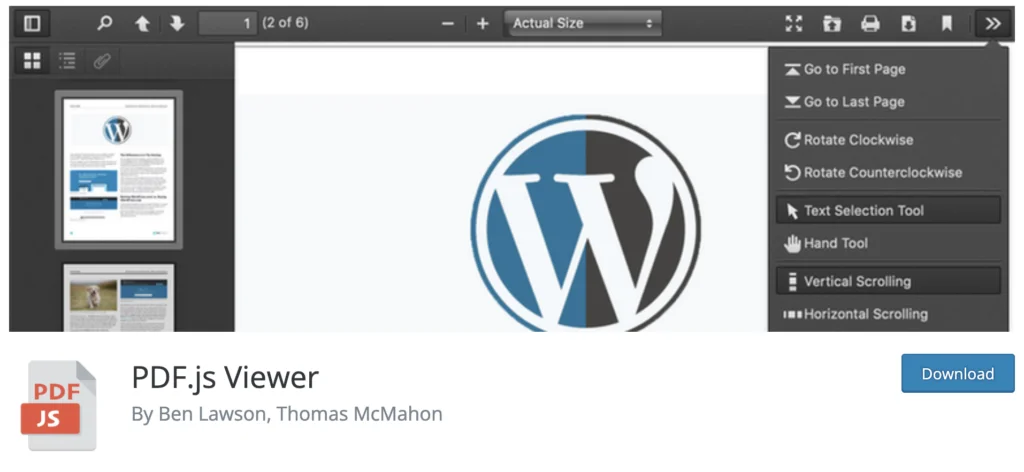 Скриншот плагина PDF.js Viewer