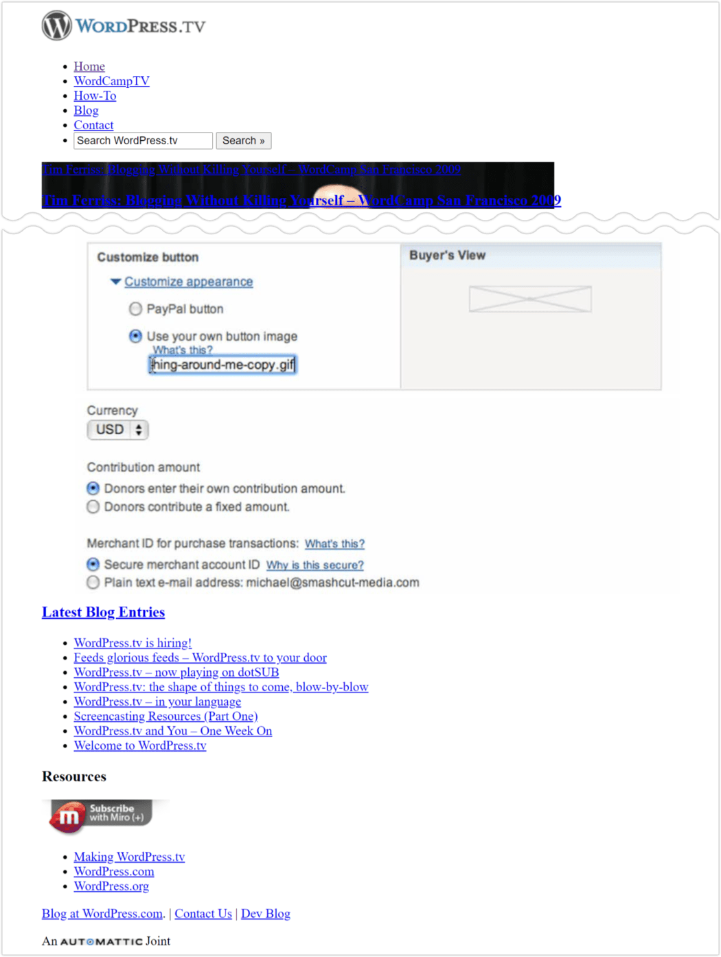 2009 바닥글 > WordPress.TV