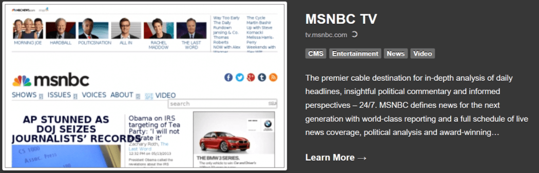 2013 쇼케이스 – MSNBC TV
