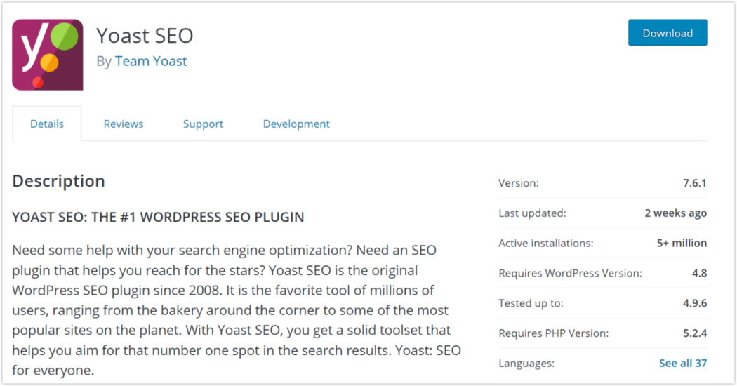 2018년 가장 인기 있는 플러그인 – Yoast SEO