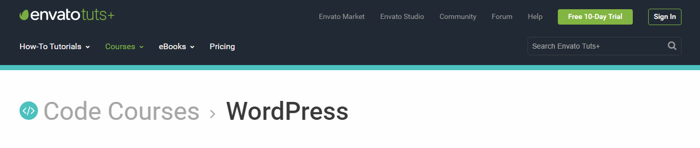 zrzut ekranu strony internetowej envato tuts