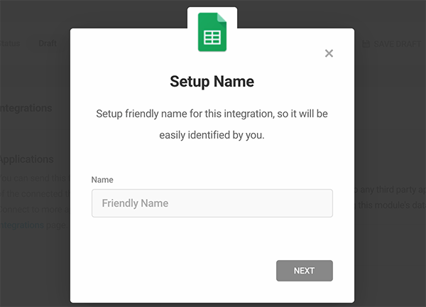 Google E-Tablolar adını ayarladığınız yer.