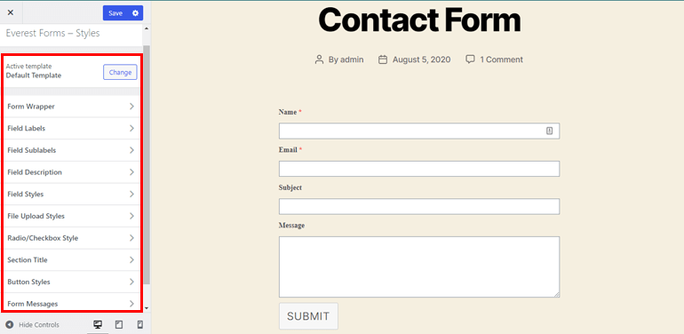 Personalizarea formularului WordPress