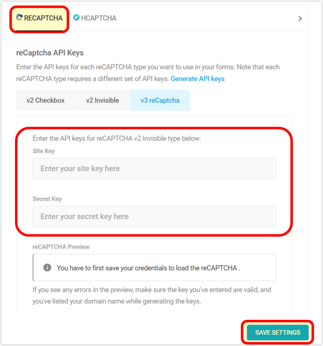 ตั้งค่า recaptcha