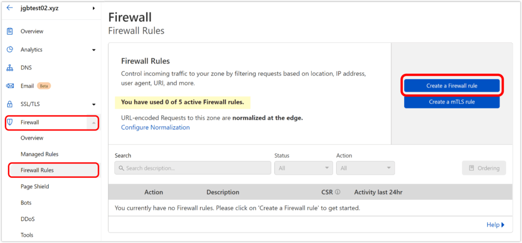 Cloudflare güvenlik duvarı kuralları