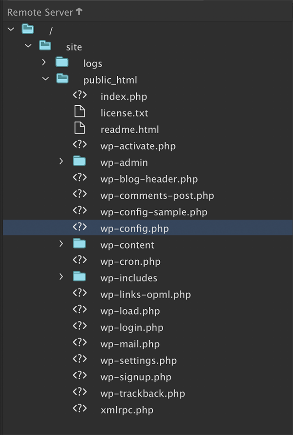 FTP 관리자의 WordPress 파일