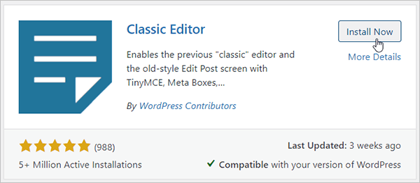 Instale a tela do plug-in.