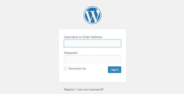 Tela de login do WordPress.