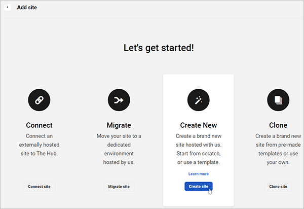 The Hub - Criar um novo site