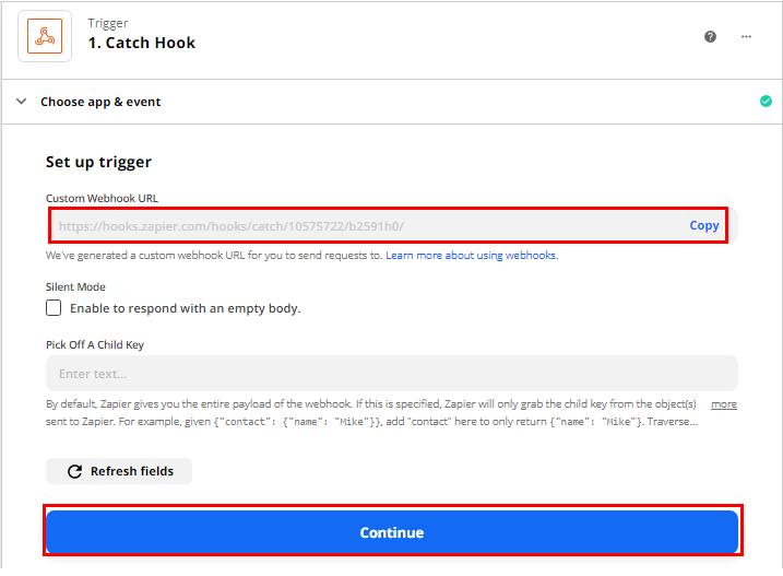 複製 Webhook URL