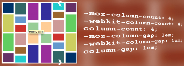 Obraz murowany obok CSS dla liczby kolumn