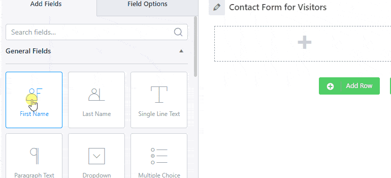 ฟิลด์ลากและวางสำหรับแบบฟอร์ม WordPress ทำซ้ำได้