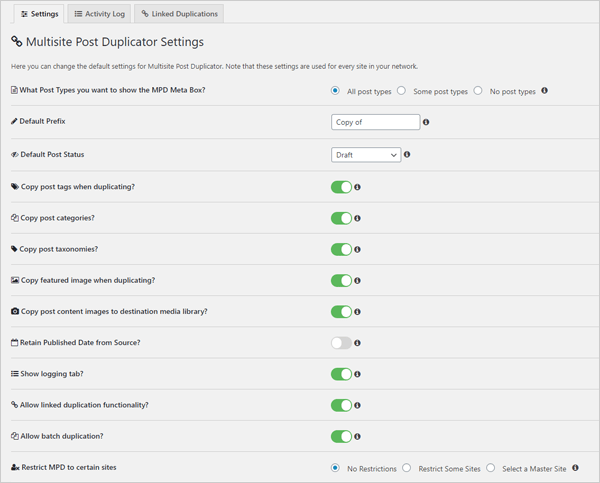 Plugin WordPress Multisite Post Duplicator.