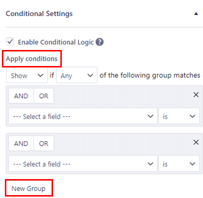 Configurer les paramètres conditionnels