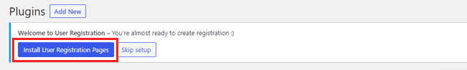 Installer les pages d'enregistrement des utilisateurs