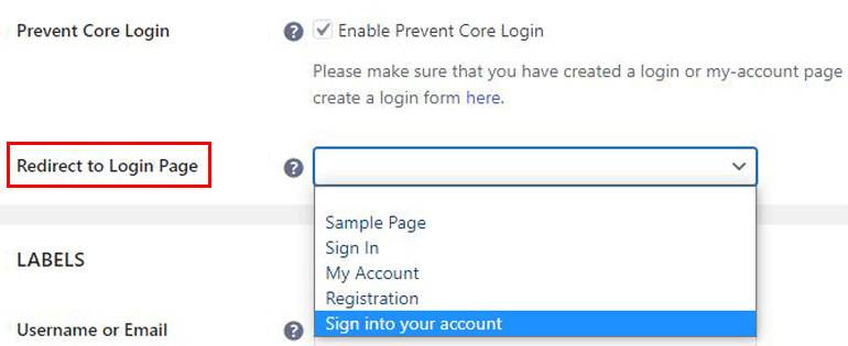 Rediriger vers la page de connexion personnalisée