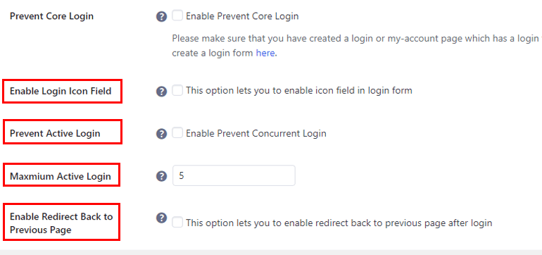 Enregistrement de l'utilisateur Options de connexion Pro