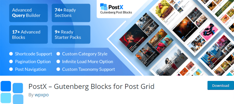 PostX Gutenberg Blocks สำหรับ Post Grid