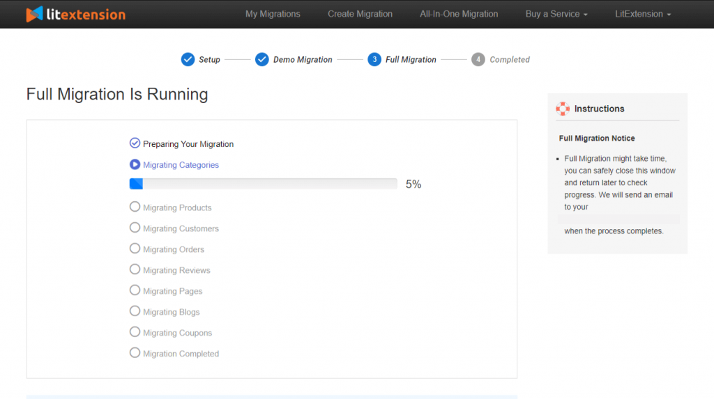 FullMigration rulează Magento la WooCommerce Migration