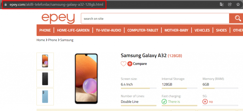 url halaman produk e-niaga yang dioptimalkan seo